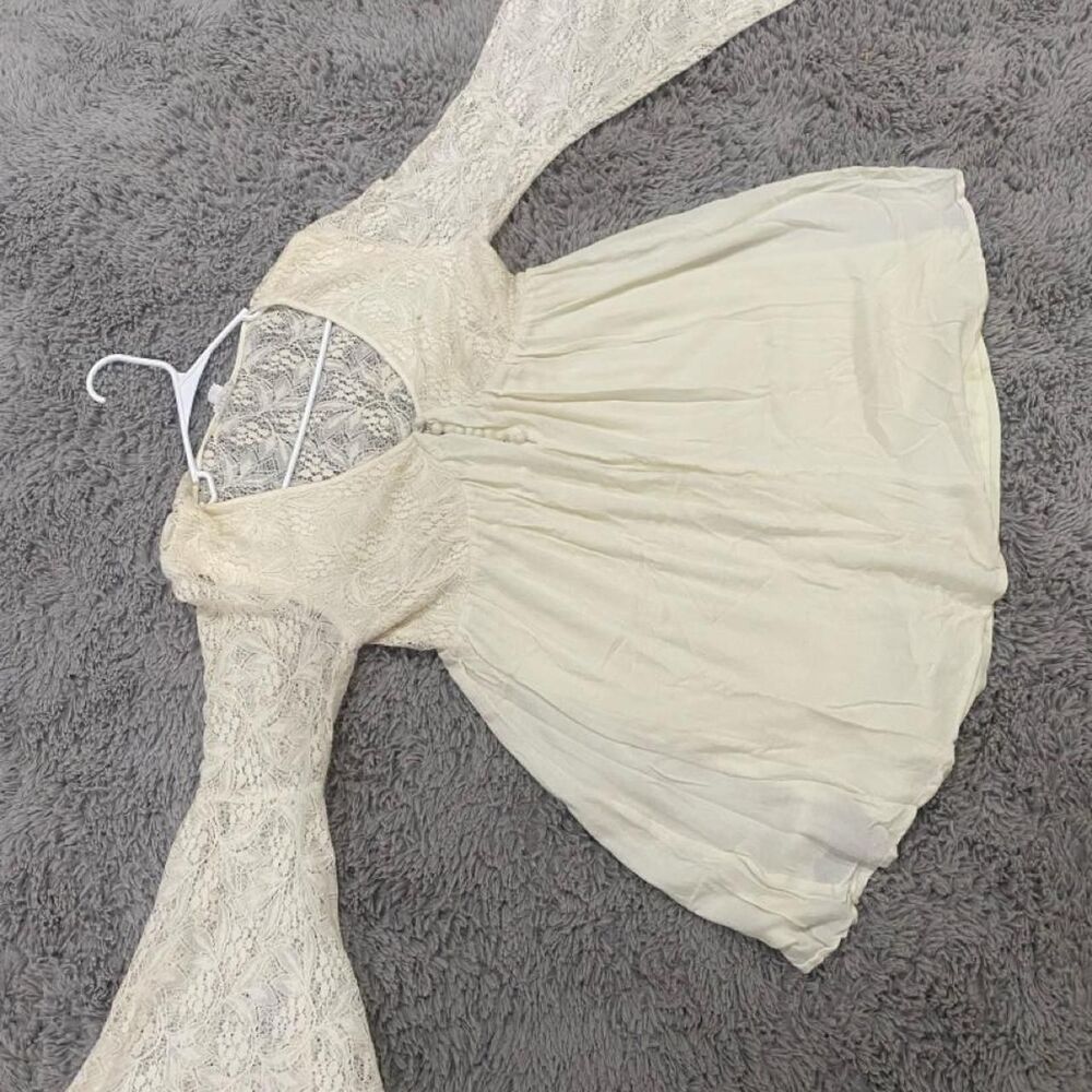 Unbranded Women's Cream and White Dress